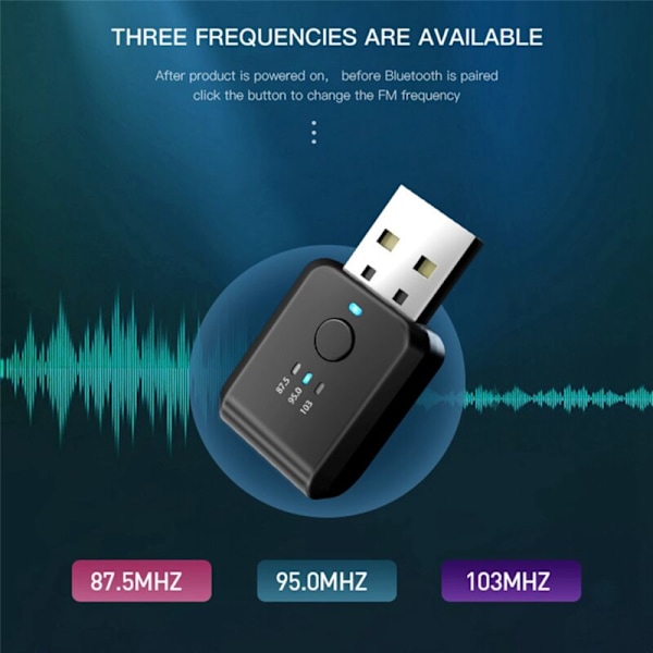 4X Bil FM-sender Uden Bluetooth 5.1 Radiomodulator Lydadapter Kit Håndfri Ingen Støj Tilbehør Forsinkelse