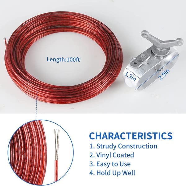 30M Poolskydd Kabel och Vinsch Kit, Poolskydd Kabel och Spärrhake för Poolskydd, 30M