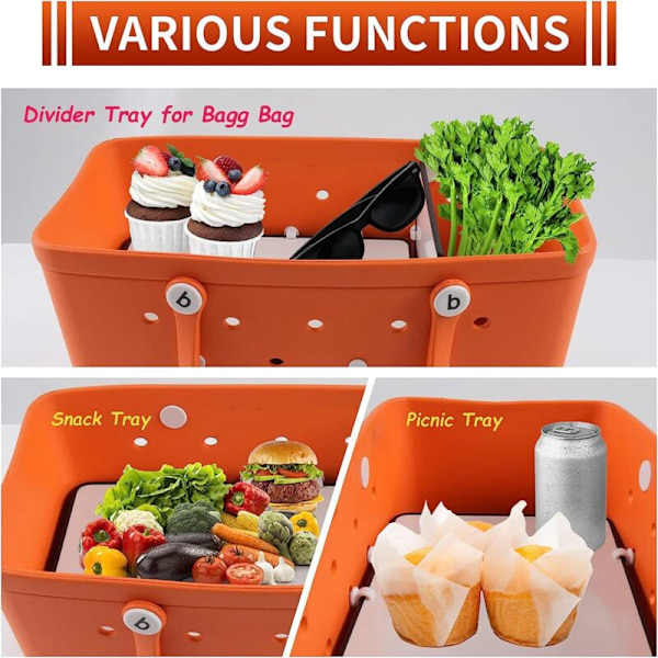 För Bogg Bag Separator Tray, Kompatibel med den stora X Bagg Bag 30 cm x 21,5 cm x 0,6 cm, Separator Tray för Bogg Bag Tillbehör