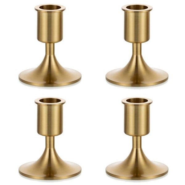 Candle Holder Gold Cone Candles 4 Pieces Decorative Christmas Metal Candle Holders for Taper Candles Vintage Iron