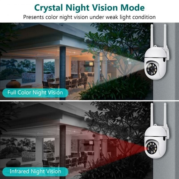 Utomhus IP-övervakningskamera WiFi 2.4 + 5G HD 1080P Zoom x4 Människo-spårning Färg Nattsyn..