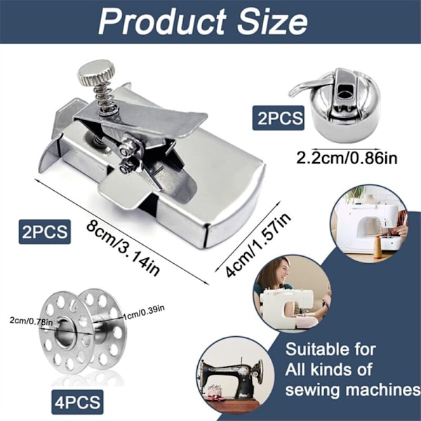Magnetisk Syguide, 2 Stykker Magnetisk Symaskin Guide + 4 Spoler Spolekasse