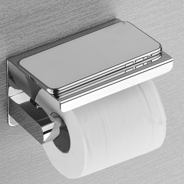 304 Toiletpapirholder i rustfrit stål med telefonhylde, toiletpapirholder til toiletpapir