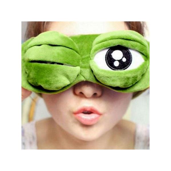 Mjuk Plysch Sömnmask med Sömniga Ögon Resa Sorglig Groda Ögonmask Vadderad Sömnmask 3D Ögonmask Barn Vuxen Avkopplande Ögonmask