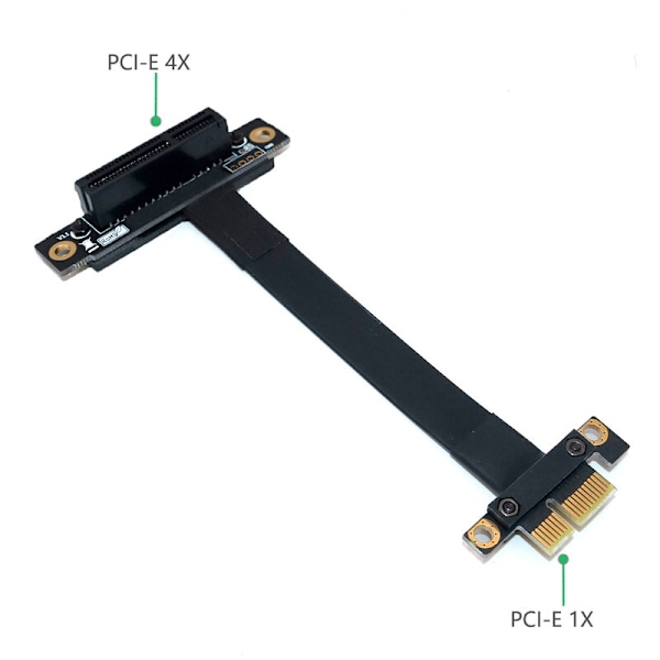 PCIE PCI Express 4X til 1X Forlængerkabel PCI-E 1X til 4X Forlængerkabel Vertikal 90 Grader Båndkabel, 15cm