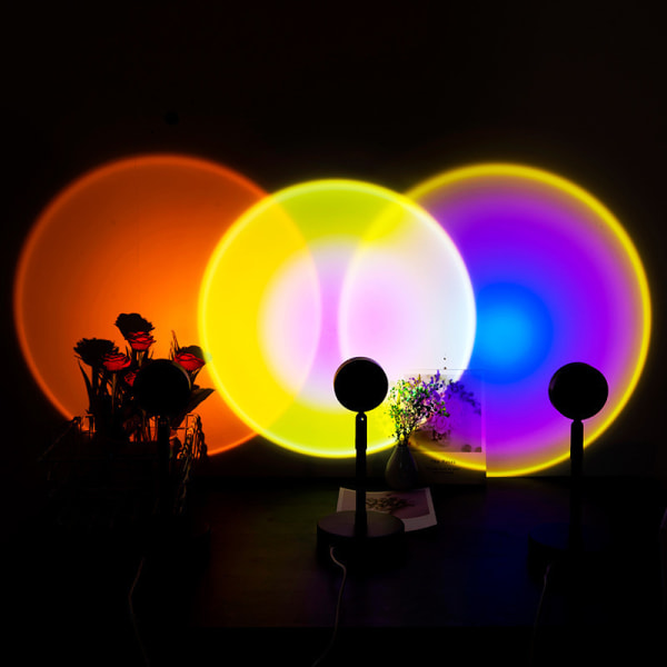 16-färgs halo golvlampa, fjärrkontroll skrivbordslampa, ambient projektionslampa, solnedgångslampa, solnedgångslampa (1 st)