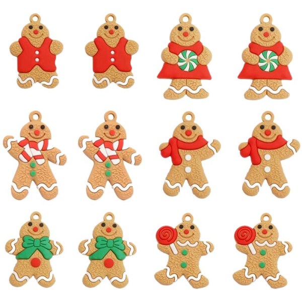 Assorted Clay Figurine Ornaments Gingerman Doll Hanging Charms Christmas Tree Ornament 7X5Cm