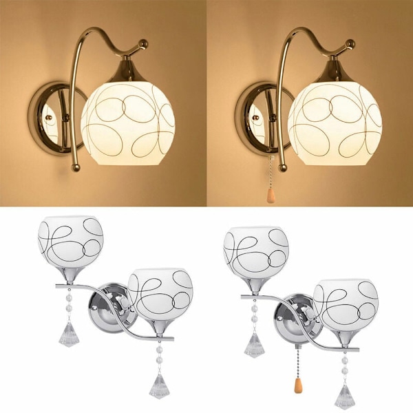 Moderne LED-krystalvæglampe, ganglampe, soveværelseslampe, veranda-belysningsarmatur, et hoved med afbryder