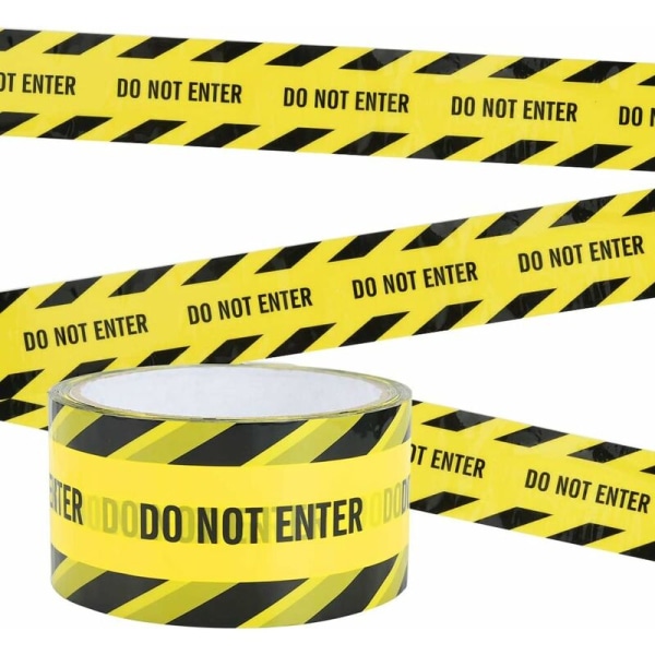 Varningstejp, 4,8 cm x 25 M GÅ INTE IN självhäftande säkerhetstejp Gul varningstejp för användning på arbetsplatser och i riskområden (svart/gul)