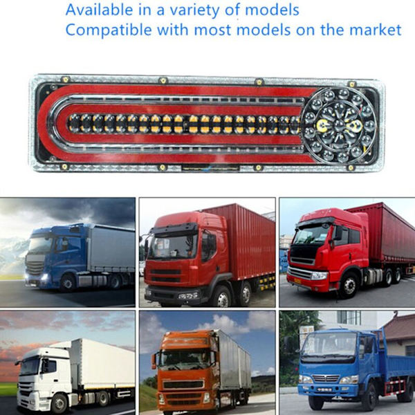 2 stk. 24V LED dynamisk bil lastbil baglygte blinklys bremselys til trailer varevogn (41,5 cm)