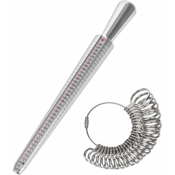 Ring Gauge Fingerstørrelsesmåler Gauge Ringe Finger Gauge Ring Tool med Ring Mandrel-