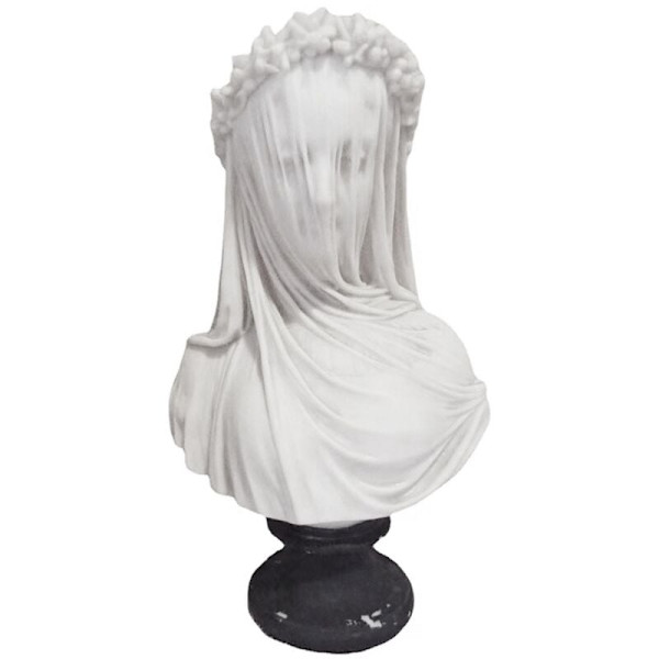 Sløret jente byste statue, gotisk dekorasjon for, abstrakt skulptur i hvit harpiks, gudinne statue, håndverk, estetikk