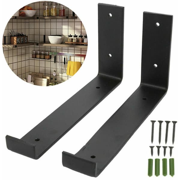2 stk Rustikk Hylle Serie Braketter 225Mm Heavy Duty Industriell Solid Stål Stillas Panel