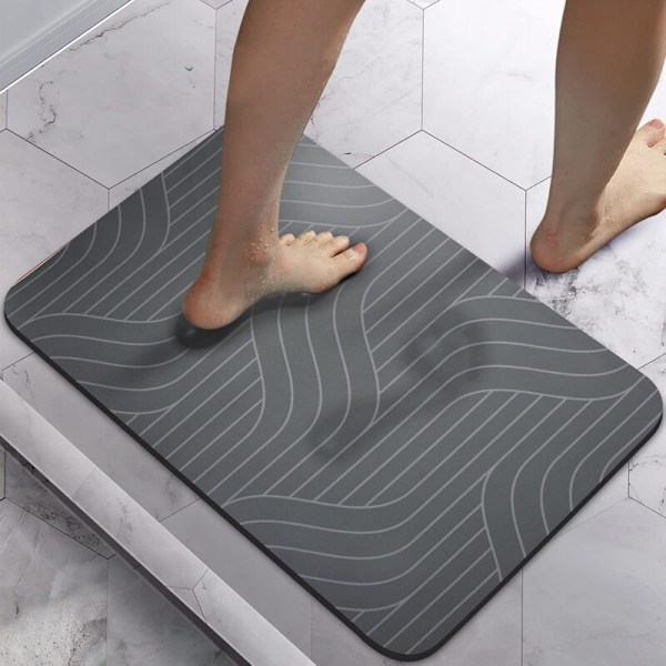 Antislip Badeværelsesmåtte, Superabsorberende, Hurtigttørrende, 16\" x 24\", Diatoméjord Badeværelsesmåtte, Velegnet til Badekar, Gummibagside