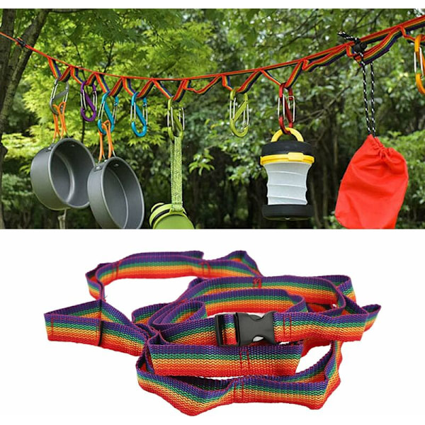 Fargerik teltstropp Utendørsutstyr Lampe Dekorativ Henge Camping Klesline Flettet Stropp Multifunksjonell