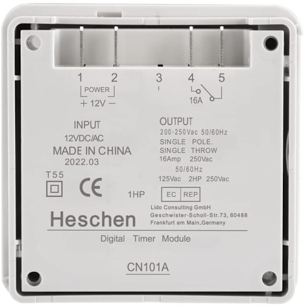 CN101A SPST-kytkin ohjelmoitavalla ajastuksella ja LCD-näytöllä 12V DC 16A Valkoinen vedenpitävällä kannella
