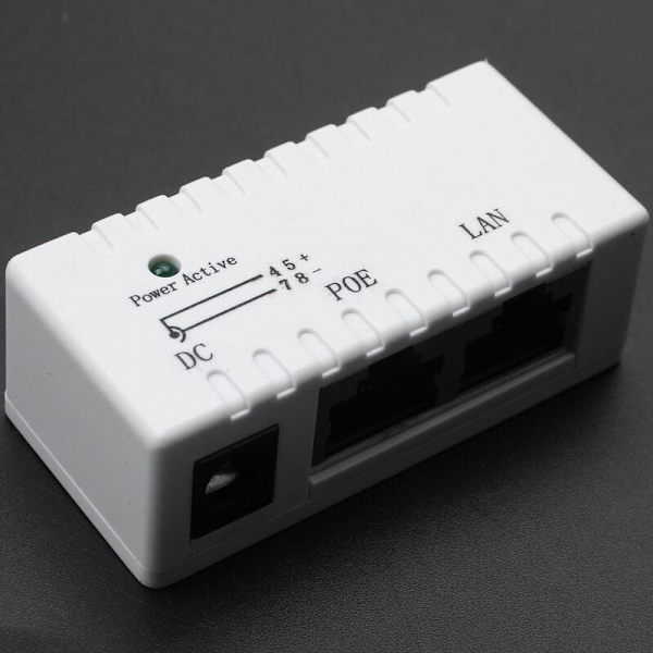 Poe Splitter Poe Injektor Rj45 DC 5.5mm X 2.1mm Inngang Passiv Poe Injektor Splitter Kontakt for IP Nettverkskamera (Hvit)
