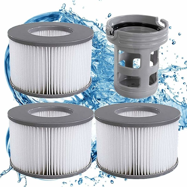 3-pack Ersättningsfilter för Mspa, Filterpatron, Filter + Filterhållare Ingår i Leveransen, Originaltillbehör för Mspa, Uppgraderingskit Upp till