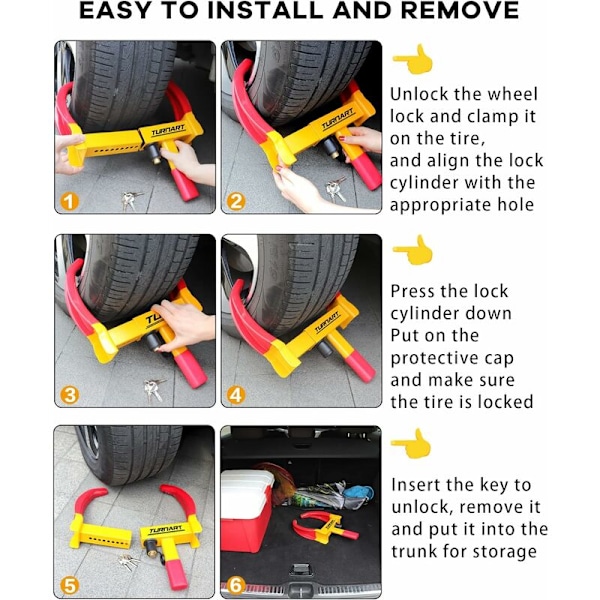 Pyörän Lukituskynsi Auton Varkaudenesto Lukituskynsi Auton Pyörän Esto Pyörän Turvallisuus Immobilisaattori (Keltainen/Punainen)