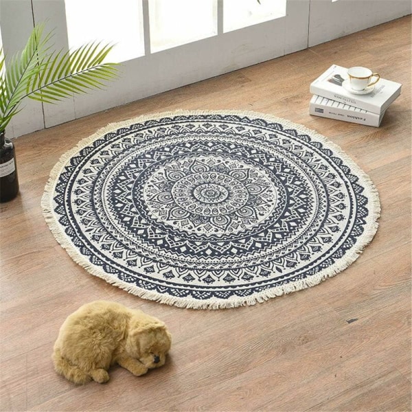 Mandala rund teppe - Bomull - Bohemsk stil - Diameter: 92 cm - Sunny