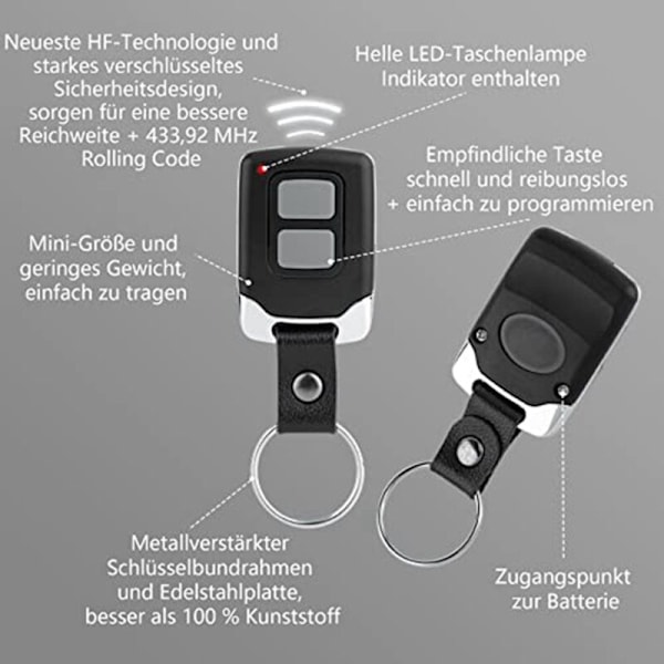 Fjärrkontroll för garageportöppnare kompatibel med FAAFIX 433Mhz bärbar sändare