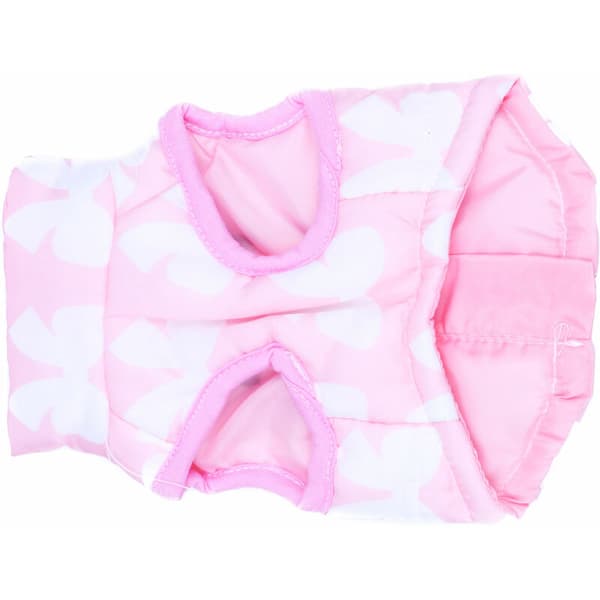 Vintervarm hundkläder väst rustning valp jacka, rosa + vit rosett L