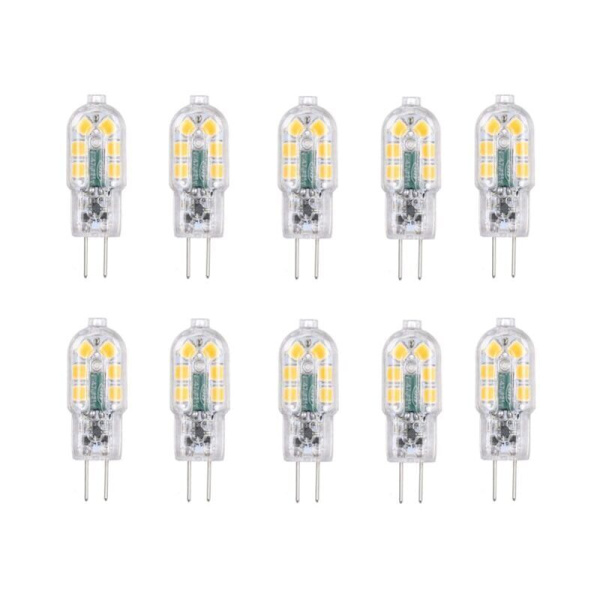 Tarjous G4 LED-lamppu 2W, 20W vastaava halogeenilamppu, Viileä valkoinen 6000k, 200Lm, 12x SMD, 12V AC/DC-10 kpl pakkaus--