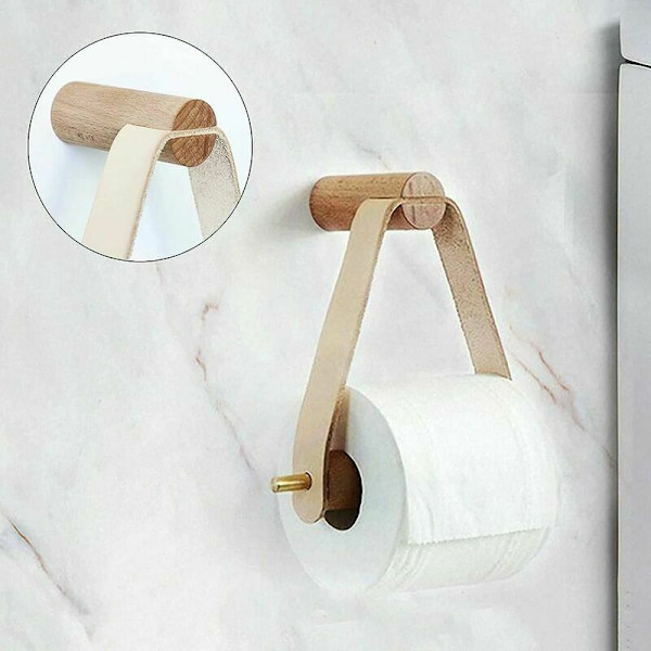Luova pyyherengas seinälle kiinnitettävä WC-paperiteline Pohjoismainen luova puinen telinepidike Huone Uudelleenkäytettävä puinen WC-paperiteline kylpyhuoneeseen ruuveilla