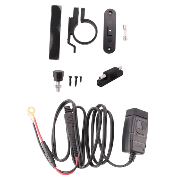 QC3.0 USB + Type-C Vanntett Mobil Lader Auto Lader USB-kontakt med Voltmeter Blå