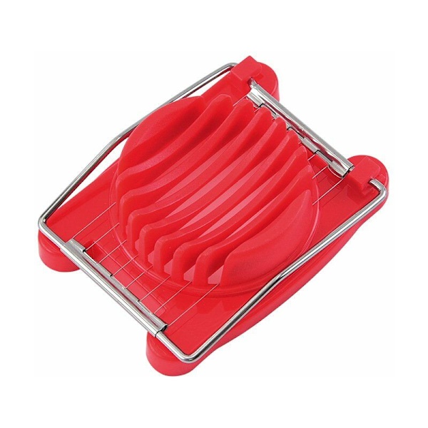 Äggklyvare för hårdkokta ägg, enkel att skära ägg i skivor, robust kropp med rostfria ståltrådar, halkfria fötter, diskmaskinsäker, BPA-fri
