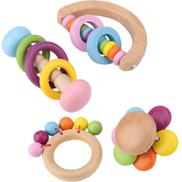 4-pack Papegojaleksaker Tuggleksaker Hängande Träleksak Papegojaleksak Set
