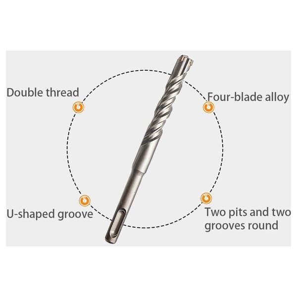 9 stk. 160 mm SDS plus murværksbor sæt multi-point dobbelt spiral hammer sæt