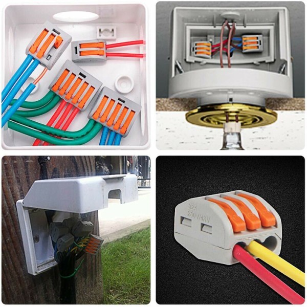 60 stk elektriske koblinger med kontrollspake, 30 stk 2 innganger, 20 stk 3 innganger, 10 stk 5 innganger--