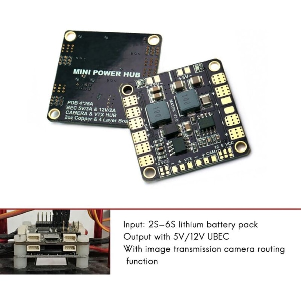 Mini Power Hub PDB Power Distribution Board med 5V og 12V BEC til FPV QAV250 ZMR250 Multicopter Quadcopter