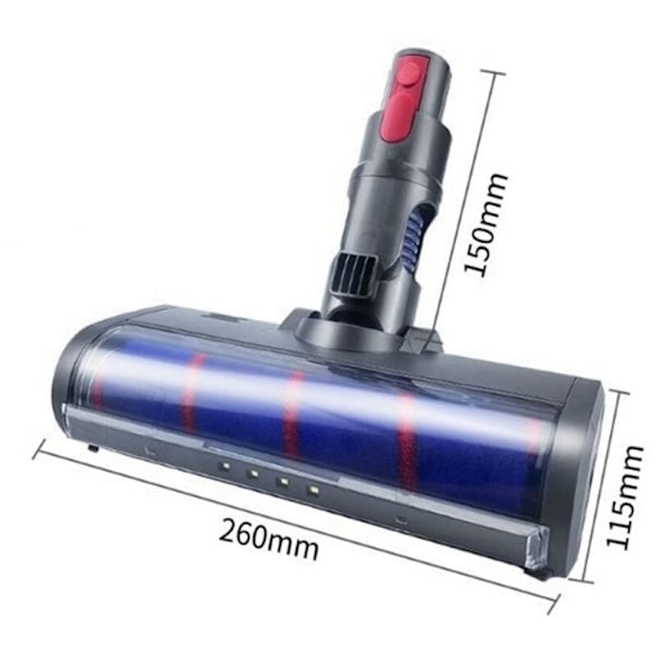 Børste for V7 V8 V10 V11 støvsuger, universell dobbel rad myk fløyelsrulle med gulvhodelampe B