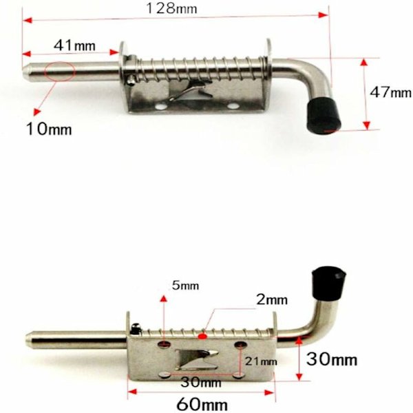 Kevyt Jousilukko 128mm Metallirunkoinen Lukko Kahvalla, Raskaankaluston Jousilukko Pihaporttiin, Varastoon, Perävaunuun, Autotalliin