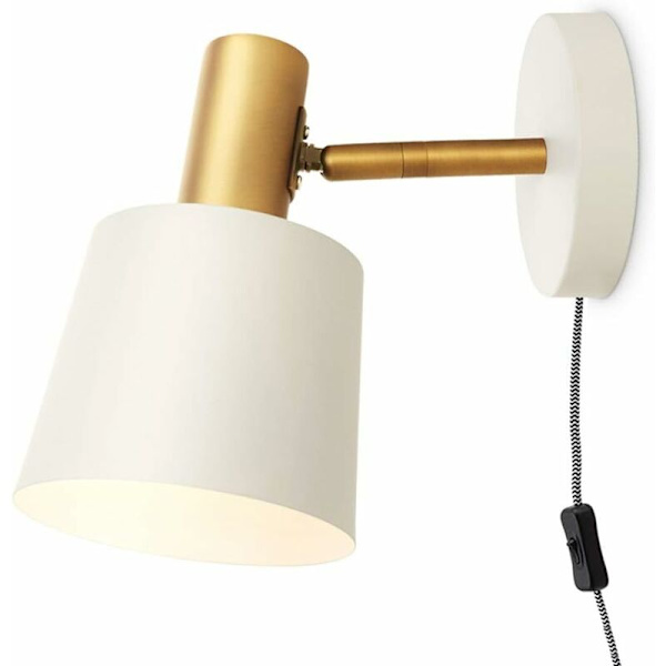 Modern Vägglampa i Metall med Strömbrytare Justerbar Inomhusvägglampa Väggläslampa Sovrumslampa, E27 Industriell Väggspotlight, med 1.5m