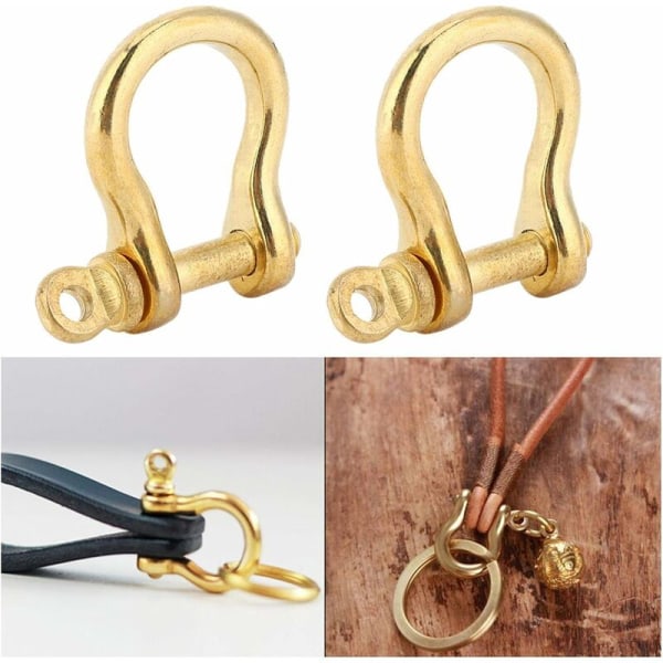2 Set Ankar Shackle Ren Brass U Typ Kedjeshackle Skruvstift Bågshackle Nyckelringkrok Guld Anslutnings Spänne