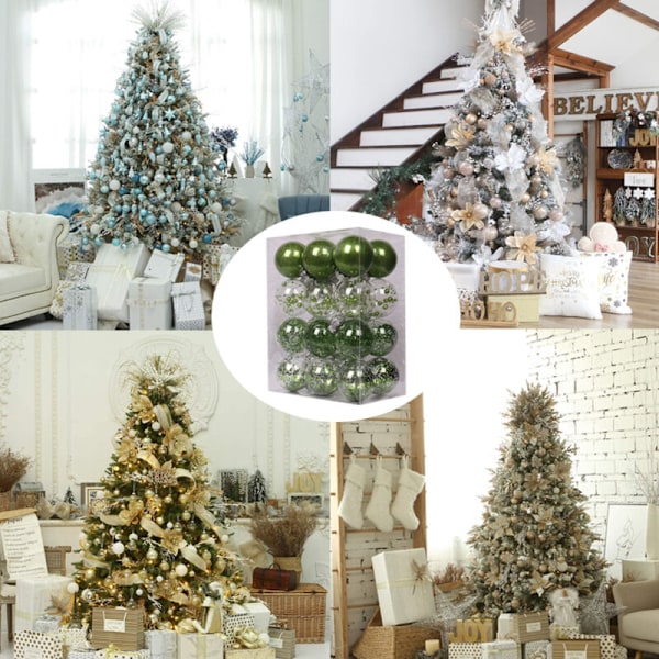 45 stycken juldekorationer, krossäkra julgransprydnader för jul och festdekoration (Silver)