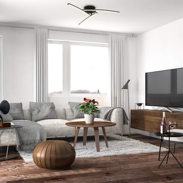 LED taklampe 15W I 3000K varm hvit I svart I 1650 lumen