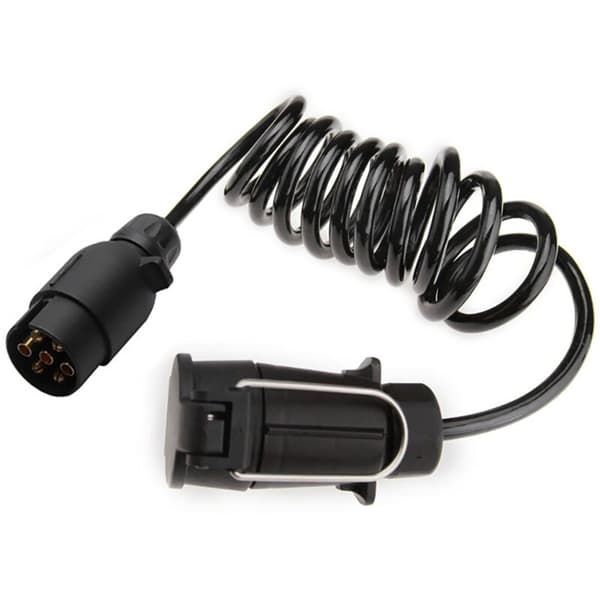12V 7-polet adapter til anhænger stikbræt træk campingvogn forlængerledning 2 meter sort