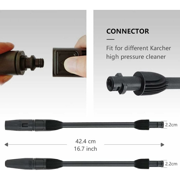 Lans til Karcher, Dobbeltfunktion Roterende Lans til Karcher K2 K3 K4 K5 K6 K7 Højtryksrensere, Vaskespistol med Justerbar Dyse Jet Tilbehør Turb