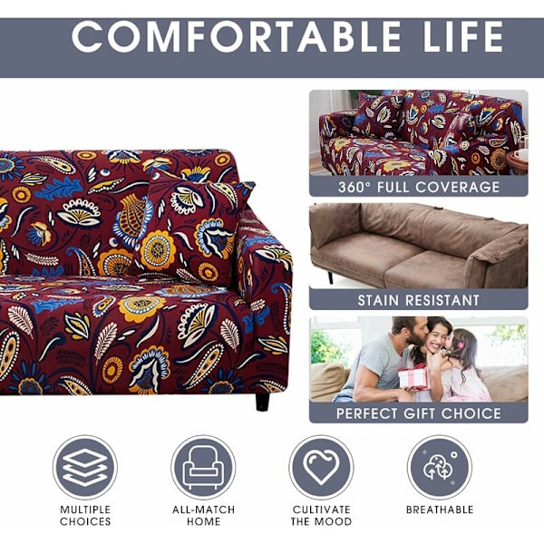 Stræk Sofa Betræk - Trykt Elastisk Polyester Spandex Armstol Sofa Betræk - Universal Møbelbeskytter til Sofa Betræk, Y-Ax 3 Personer Uden