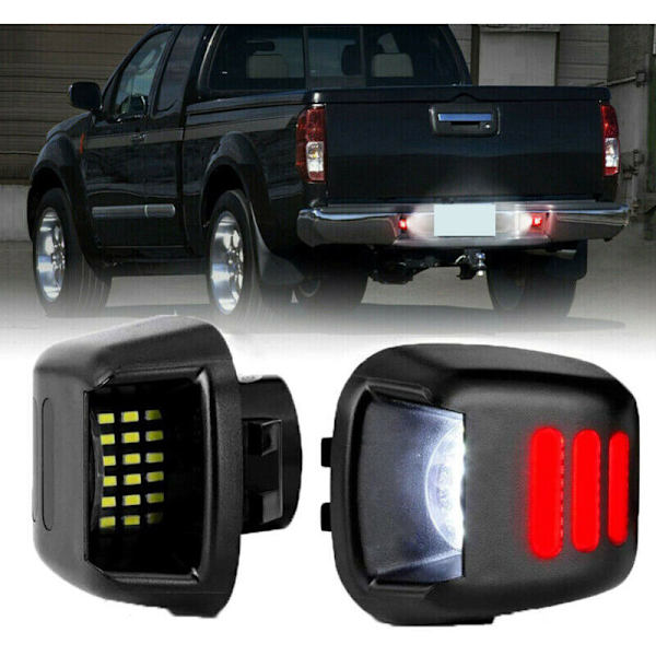 2 stk. Røde Rør SMD LED Nummerpladelys til Navara D40 2005-2016