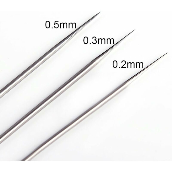 Dyserhætte, nål og dyse til AB130 airbrush, 0,2 mm, 0,3 mm, 0,5 mm. Airbrush reservedele.