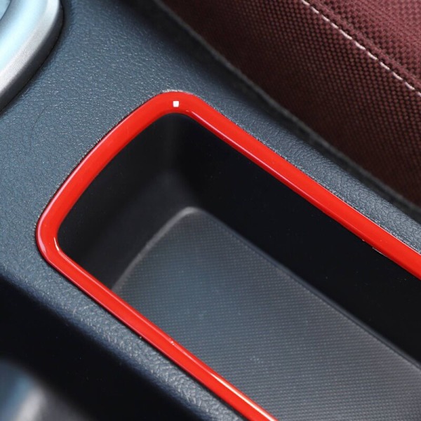 För 2015-2021 Bil Center Control Gear Box Förvaringsram Cover Trim Röd