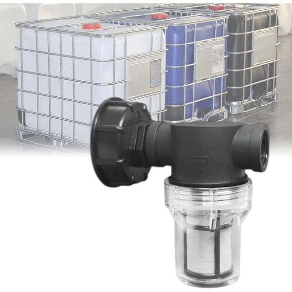 Vannkrantilkobling 1000 L Tank, Hagevannslangekobling for Regnvannssamlere med Filterfunksjon, S60x6 IBC VannTankadapter (3/4'' Innvendig Gjenget)