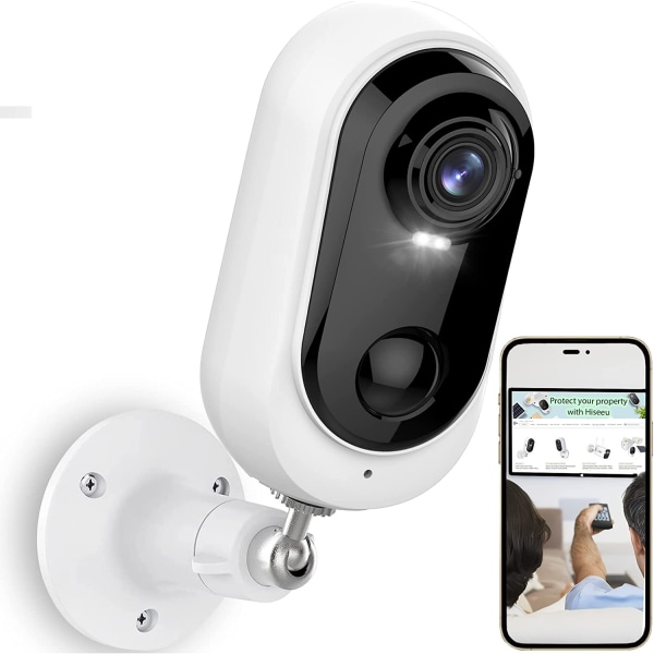 Sikkerhetskamera hjemme trådløst utendørs wifi, 1080P HD batteridrevet sikkerhetskamera, fargespotlight og sirenealarm