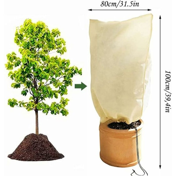 Plante Vinterdækken, 2 Stykker Plante Vinterdækken, Plantedækken til Frostbeskyttelse, til at Beskytte Følsomme Potteplanter mod Frost, Vind og Nedbør