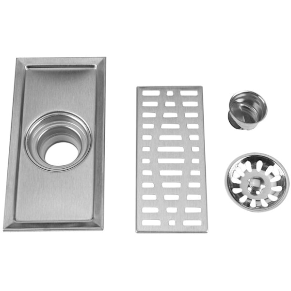 20x10cm Rektangulær Gulvrist i Rustfritt Stål - Bad, Dusj, Kjøkken